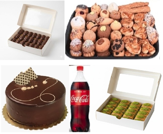 4-6 Kişilik Çikolatalı Yaş Pasta + Kuru Pasta + Fıstıklı Baklava + Ekler Menü Tunceli pasta