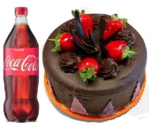 6-9 Kişilik Yuvarlak Çikolatalı Yaş Pasta & 1 Lt Cola Tunceli pasta