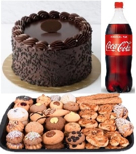 Akşam Keyfi Paketi Çikolatalı Pasta Kuru Pasta ve 1 Litre Cola Tunceli pasta