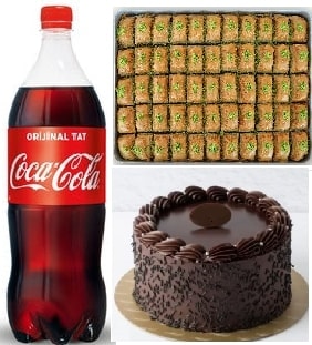 Çay Saati ve Kutlama Paketi Pasta Baklava ve Cola Seti Tunceli pasta