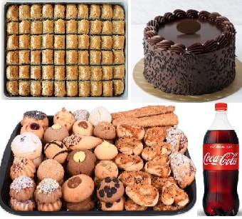Evde Kutlama Paketi: Klasik Pasta 1 Kg Baklava Kuru Pasta ve Kola Tunceli pasta