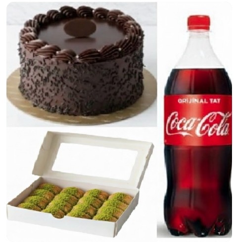 Kare Dikdörtgen Yaş Pasta + Fıstıklı Baklava 4-6 Kişilik Menü Tunceli pasta